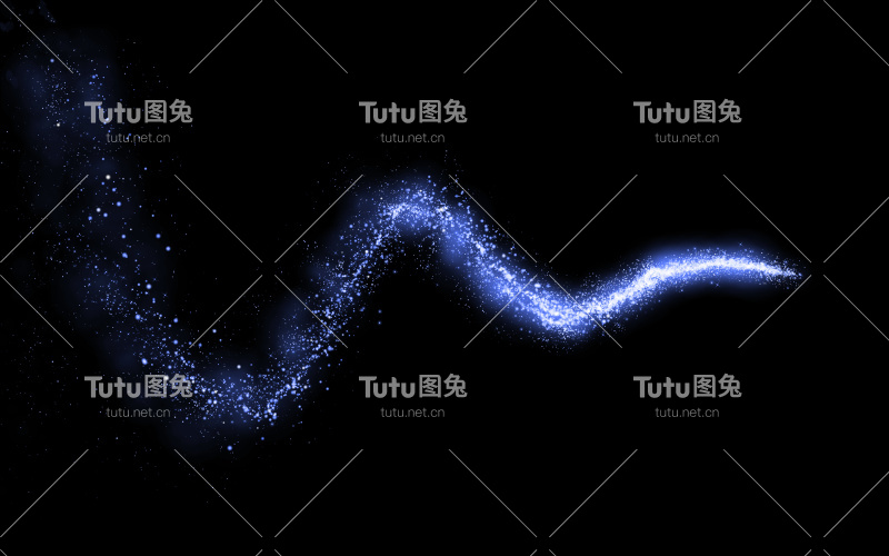 蓝色闪亮的流星。星尘小道