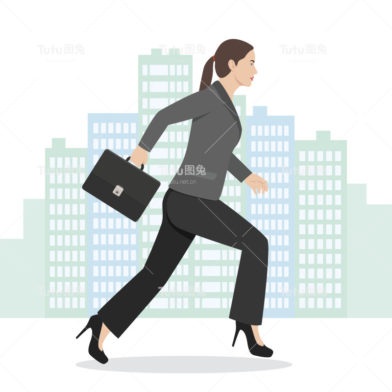 插图的商业妇女与她的公文包跑