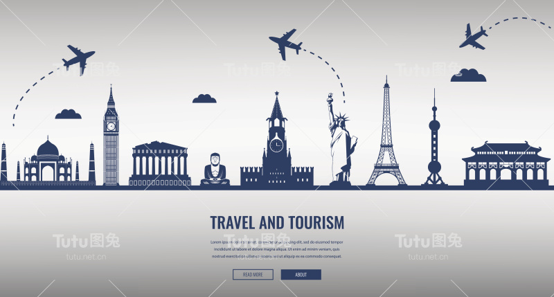 旅游作文与著名的世界地标。旅行和旅游。
