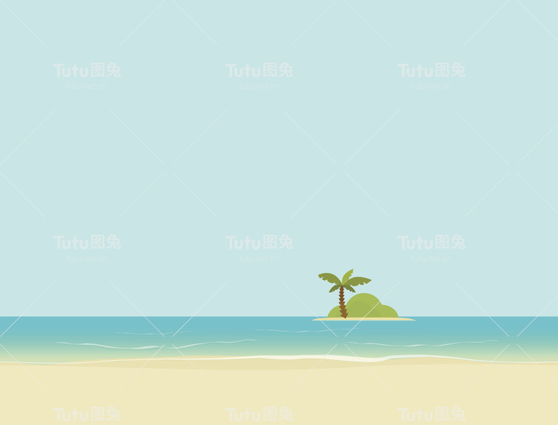 海岛或海洋从海滩景观矢量插图