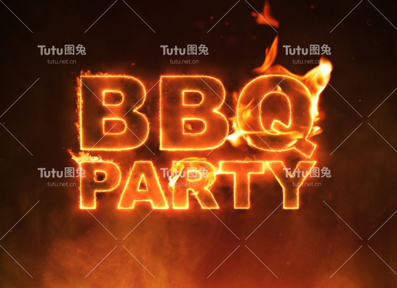 烧烤派对上的文字着火了