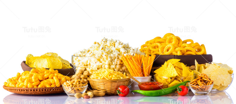 白色背景上的垃圾食品