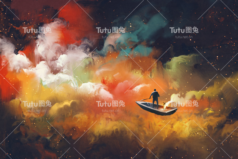人在外太空的船上