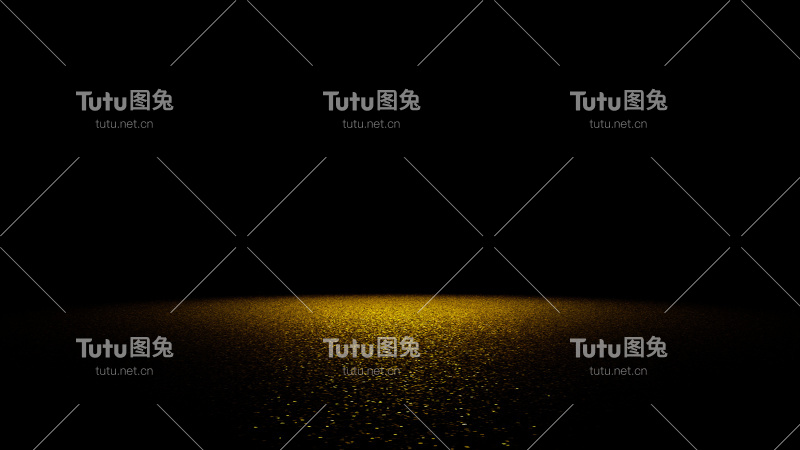 被明亮的聚光灯照亮的平面上的金色闪光