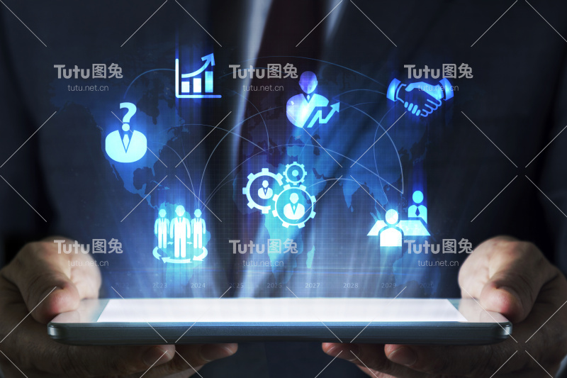 全息图平板电脑人力资源概念