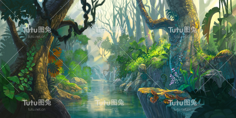 奇幻森林绘画