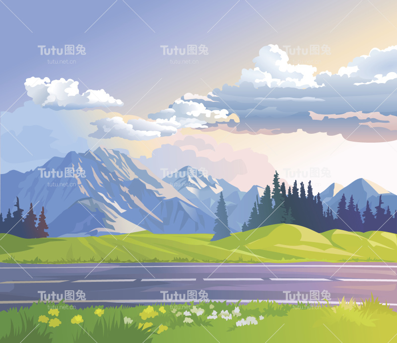 矢量插图的山景观