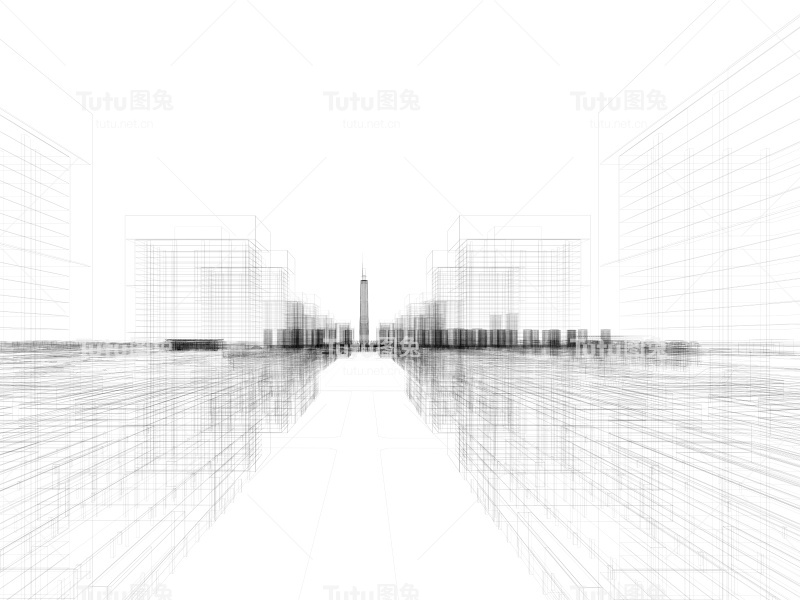 摩天大楼建筑蓝图线框4