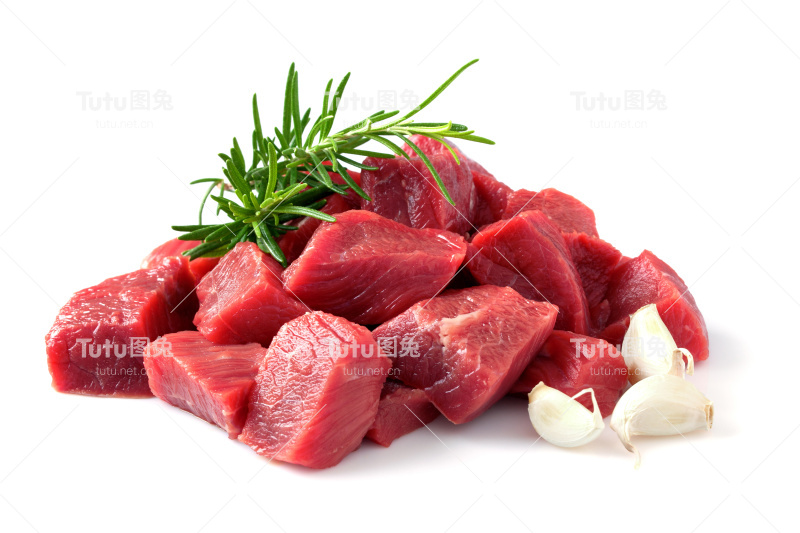 牛肉块配迷迭香香草和大蒜