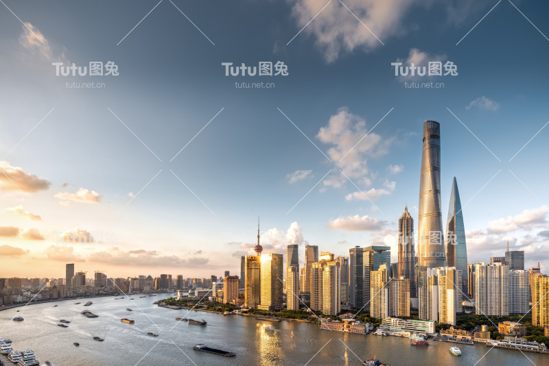 上海天际线日落