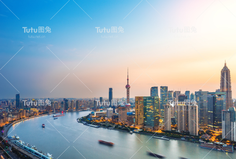 上海天际线日落