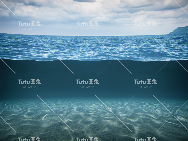 深蓝海洋的分裂镜头