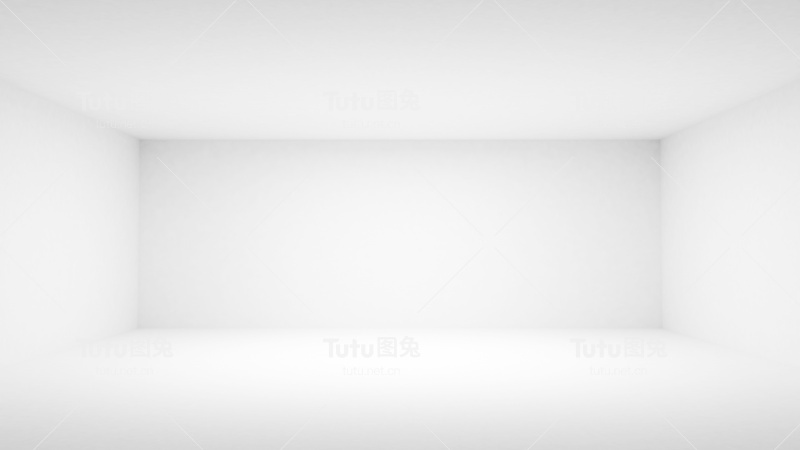 抽象空白色房间内部。前视图，3d插图
