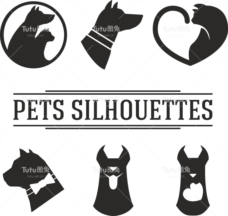 矢量宠物剪影集合