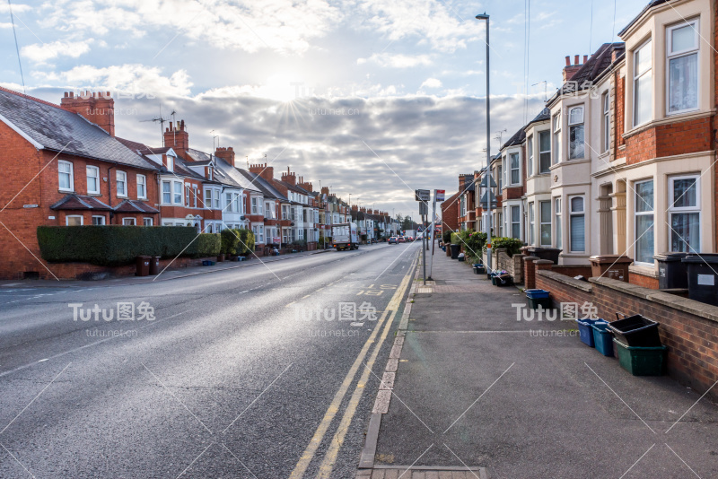 英国北安普顿街道日落晨景