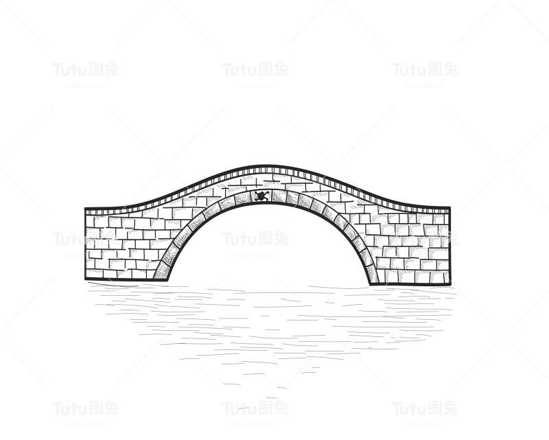 小石桥标志孤立。雕刻复古的插图。