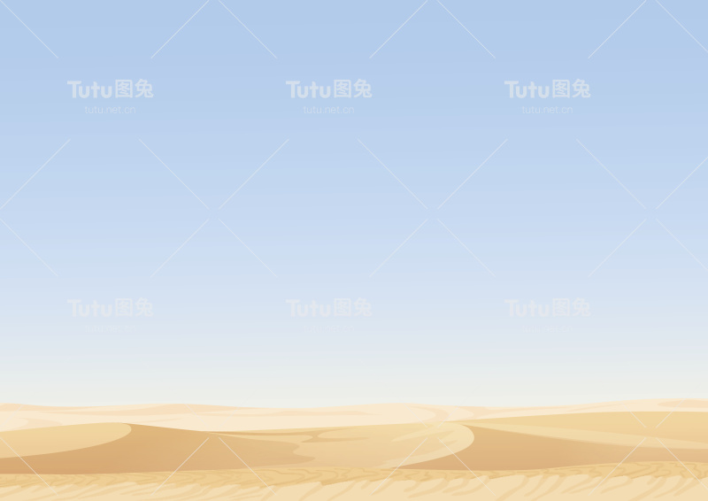 空的天空，沙丘矢量埃及景观背景。沙在自然界的插图。