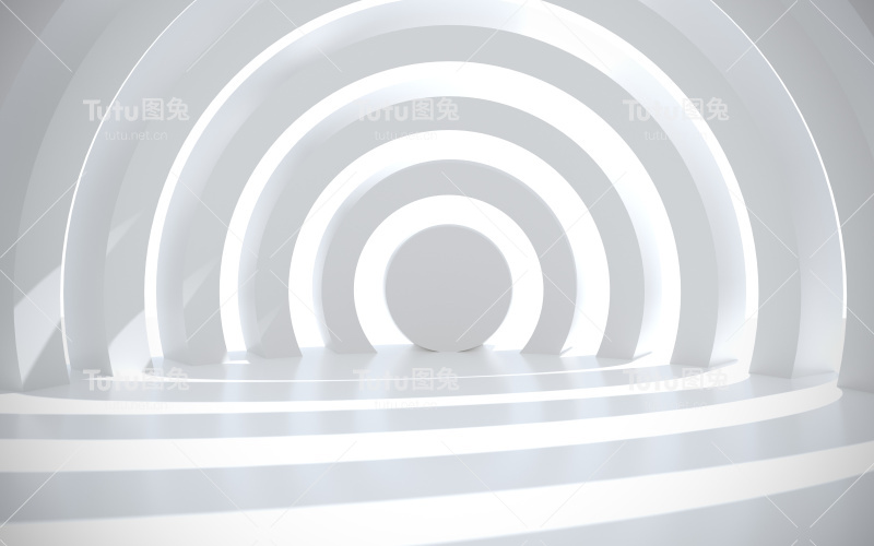 带有阳光的白色建筑空间