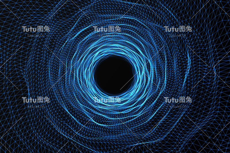 宇宙虫洞，太空旅行概念，可以连接两个宇宙的漏斗形隧道。三维渲染