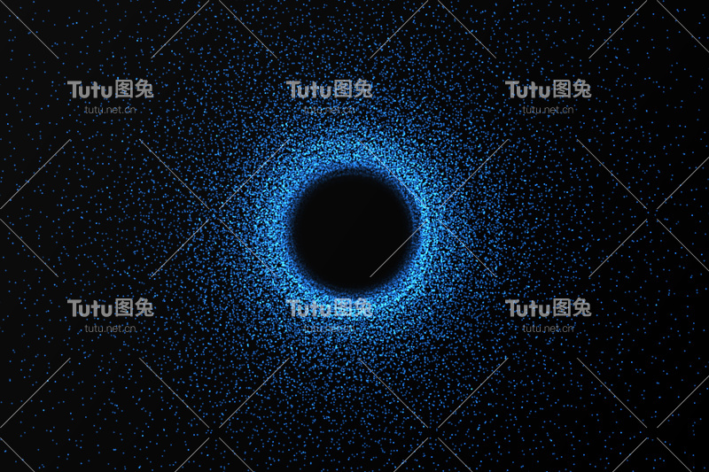 在空间中发光的虫洞，星际扭曲，穿越空间和时间。三维渲染