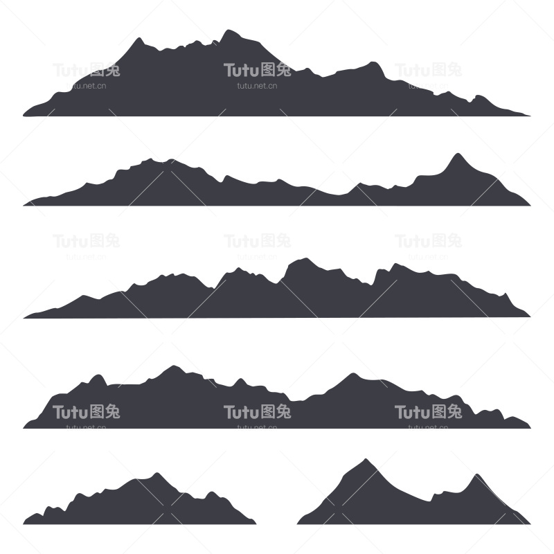 群山在白色的背景上显出轮廓