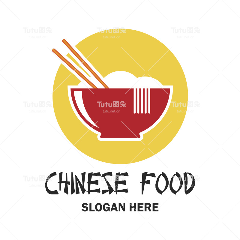 中餐馆/中餐图标与文字空间为您的口号/口号，矢量插图