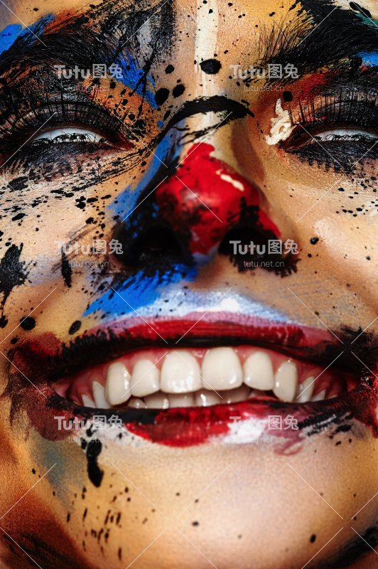 笑疯了的小丑女人白眼睛