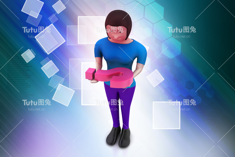 3d女人带着问号