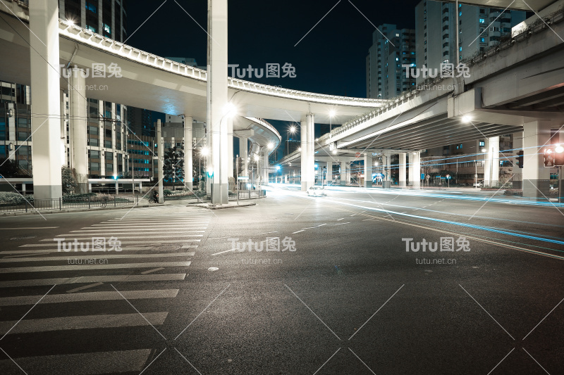 城市道路高架桥夜景夜景