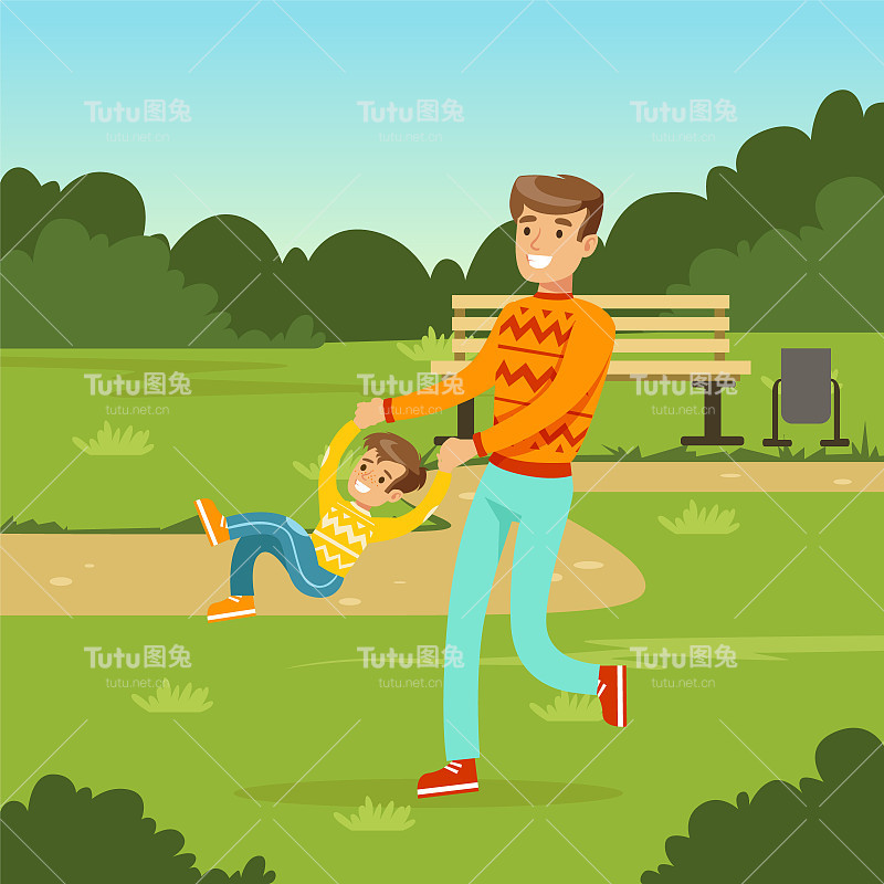 父亲和他的小儿子玩得很开心