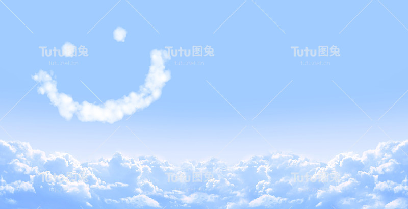 蓝天里的云朵微笑