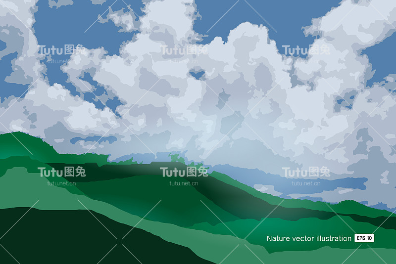 山和云-自然矢量插图