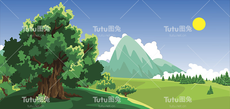 景观与森林和草原山脉