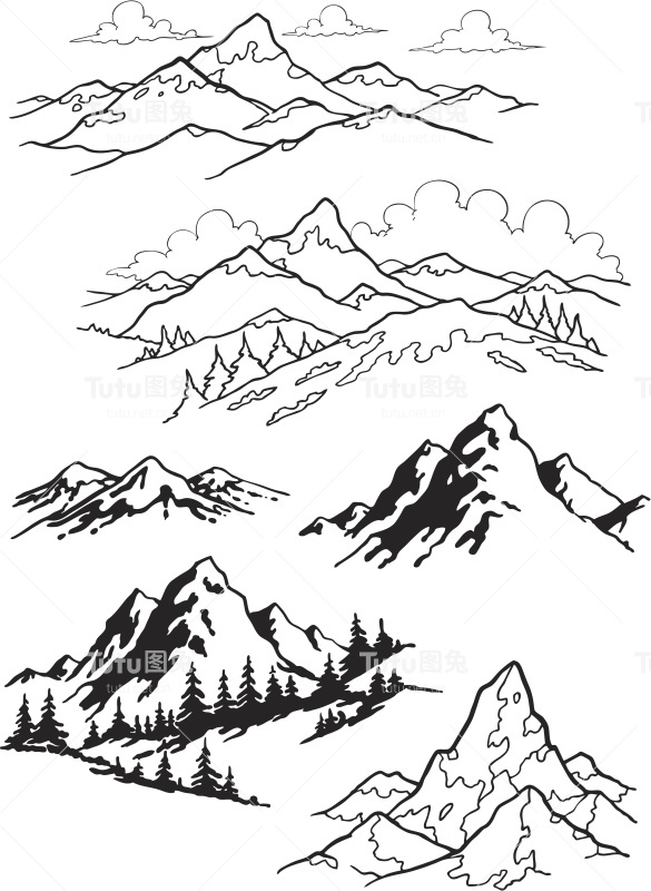 黑白的山水画