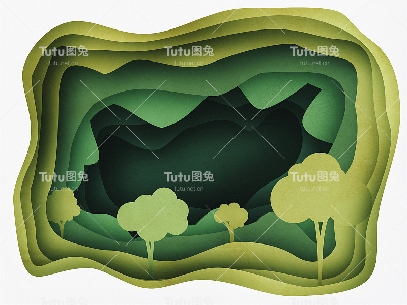 森林抽象背景剪纸风格