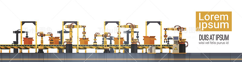 工厂生产输送机自动化装配线机械工业自动化工业概念