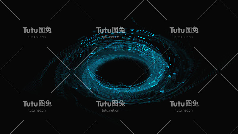 带有未来元素的黑洞3d全息图。3 d渲染。3 d演示。