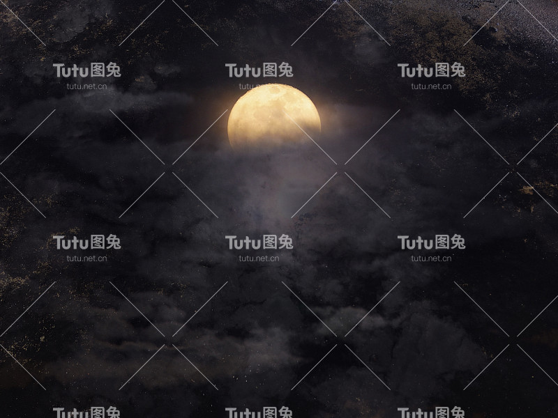 抽象的夜空与满月为万圣节背景。
