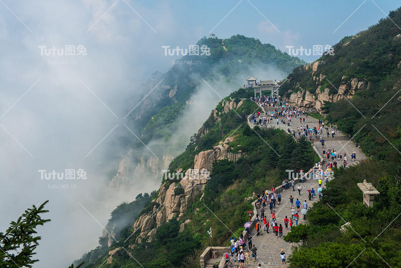 泰山，联合国教科文组织世界遗产，泰安，中国，山东省，亚洲。