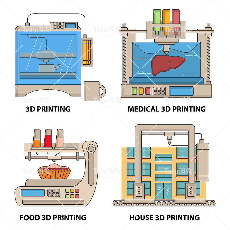 矢量3d打印机平细线图标设置