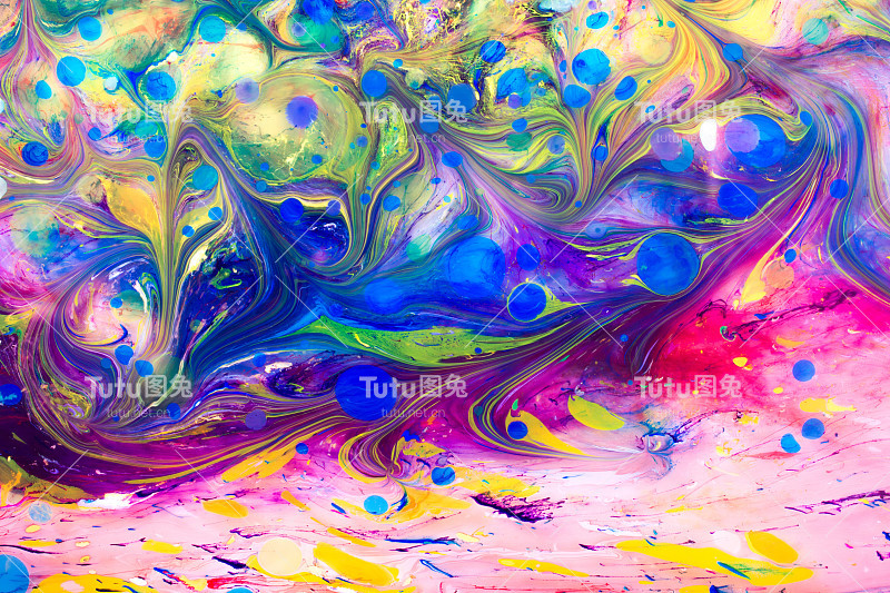 传统的奥斯曼土耳其大理石艺术图案上的彩色背景