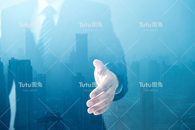 多次曝光商人握手