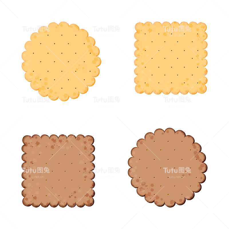 矢量插图。健康饼干。巧克力饼干。孤立cookie:圆形、方形。图标