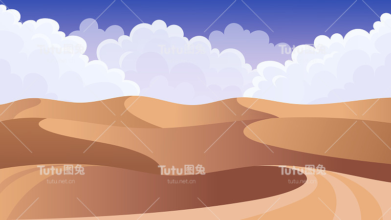 沙漠景观矢量背景。