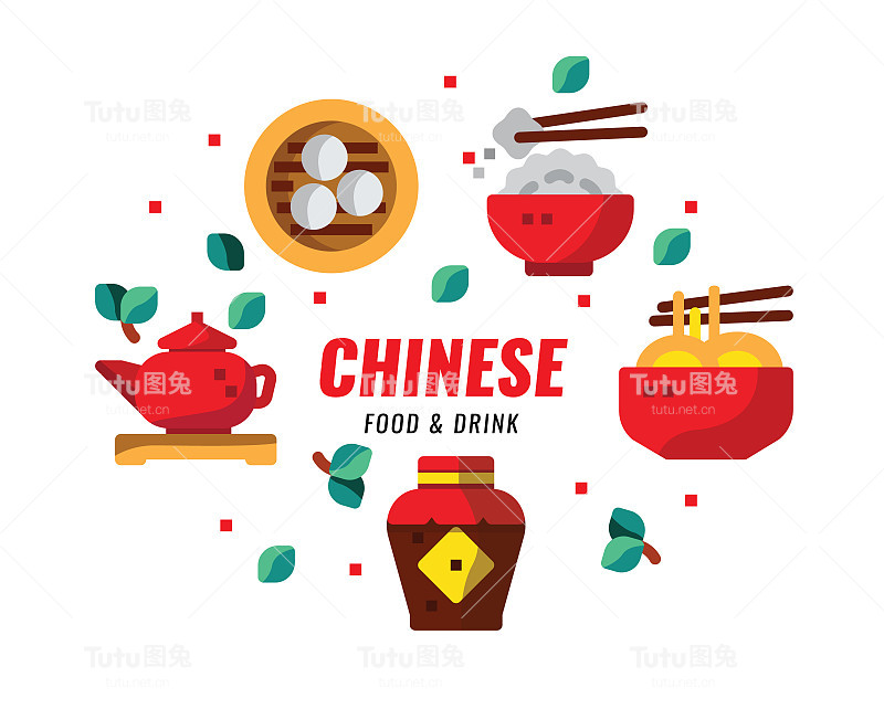 中国食品饮料，菜肴，食谱横幅。平面设计矢量图