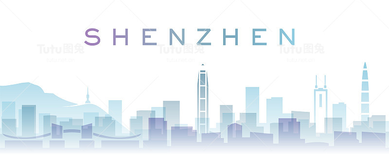 深圳透明层渐变地标天际线