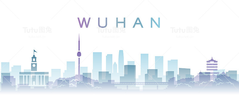 武汉透明层渐变地标天际线