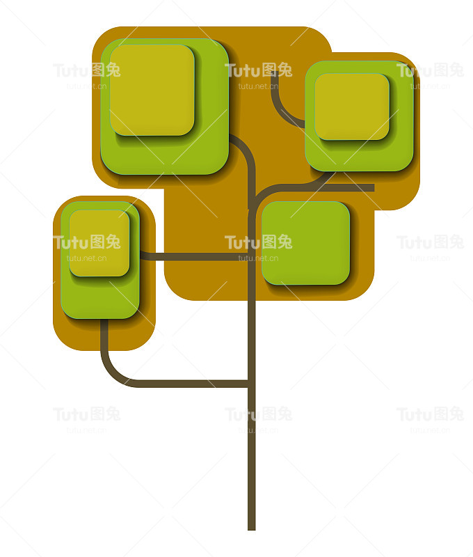 树纸艺术插图。卡通剪纸景观