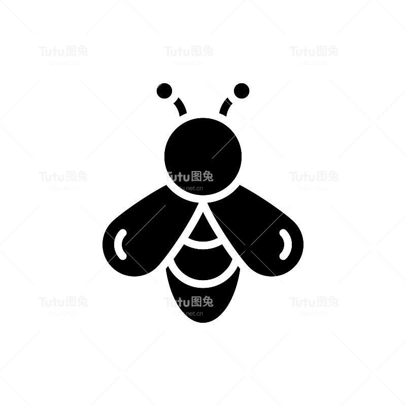 蜜蜂矢量图标字形风格插图。