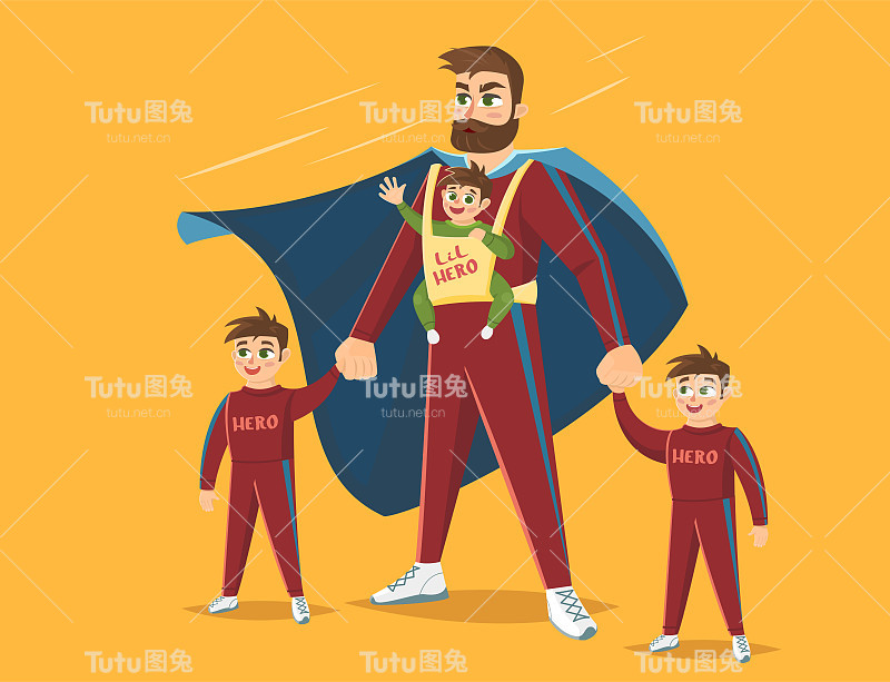 超级爸爸，矢量插图